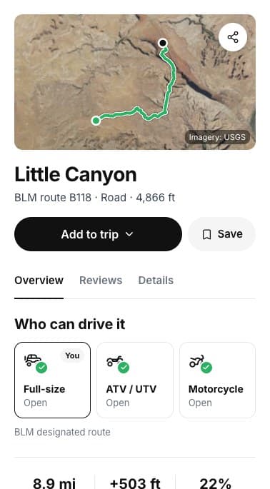 Road card: Little Canyon