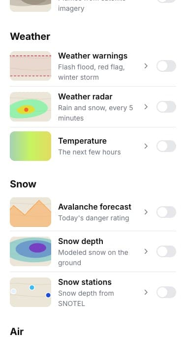 Weather and snow layers