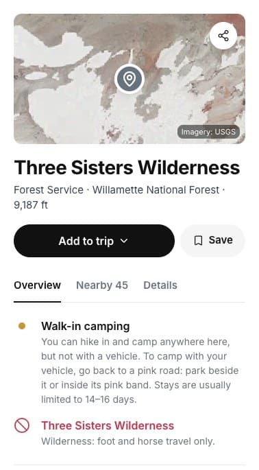 Three Sisters Wilderness card
