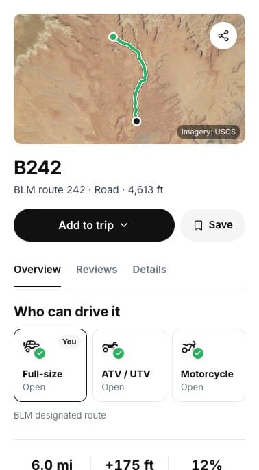 Road card for B242: who can drive it