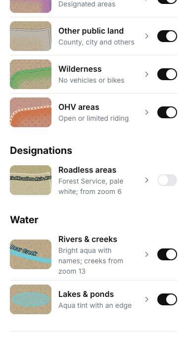 Wilderness, OHV areas and roadless switches