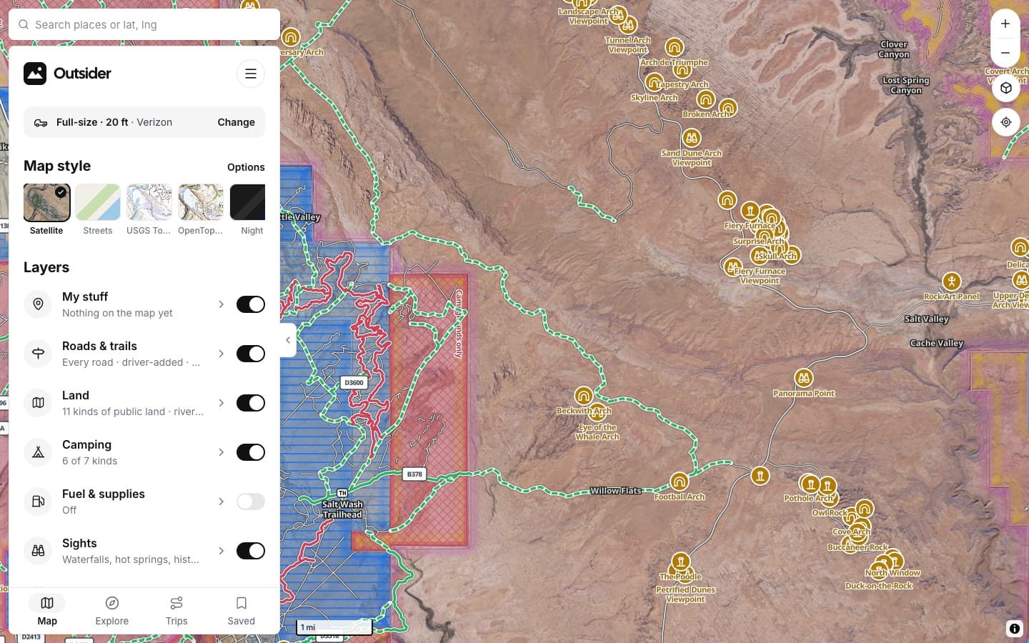 Sights near Arches National Park on the map