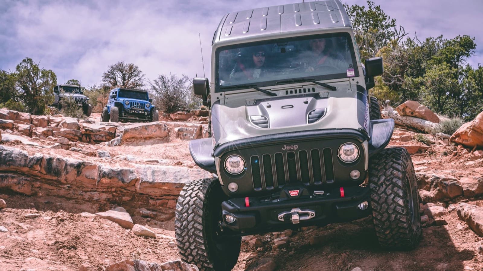Jeep on red slickrock