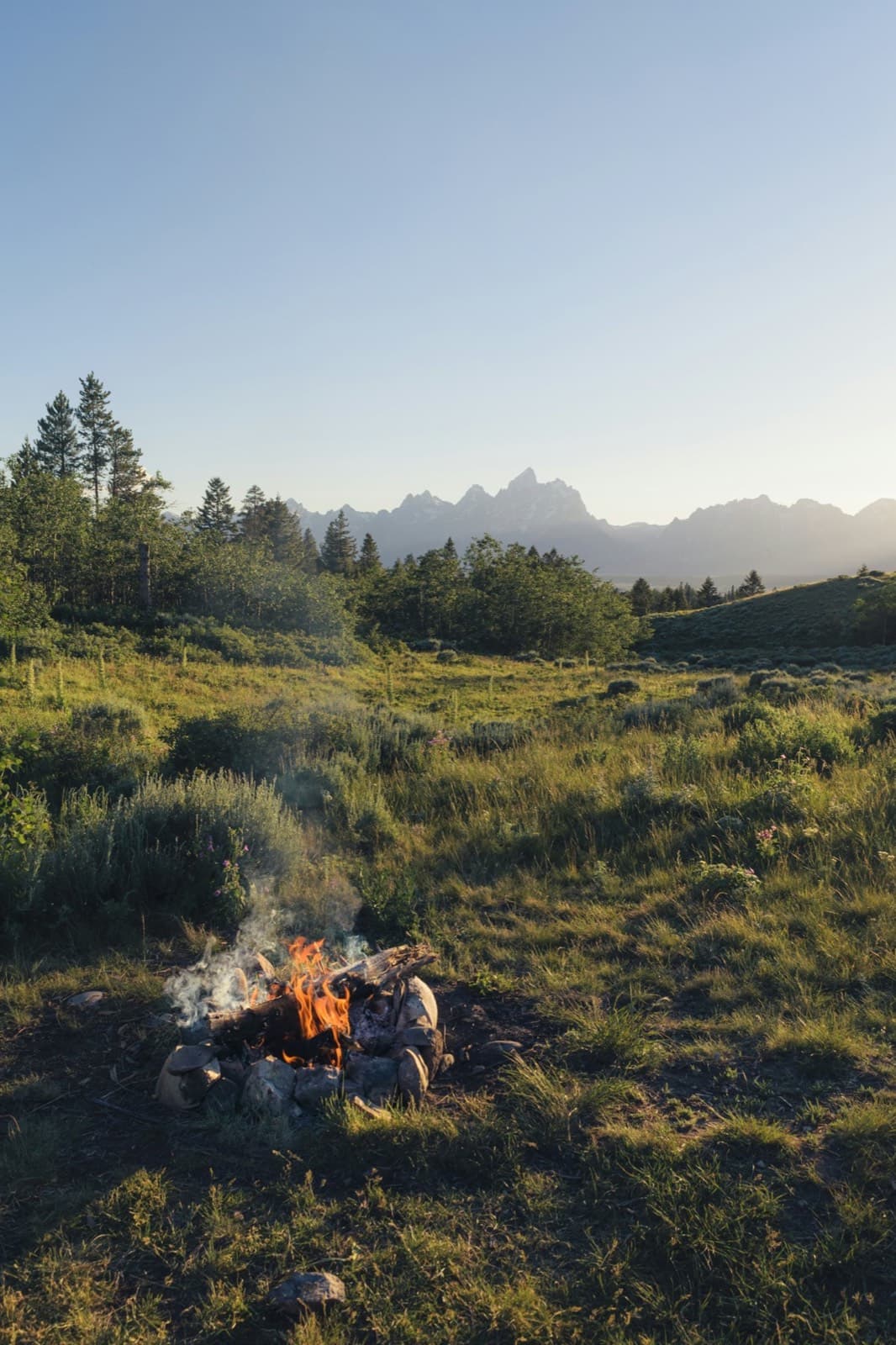 Campfire below the Tetons